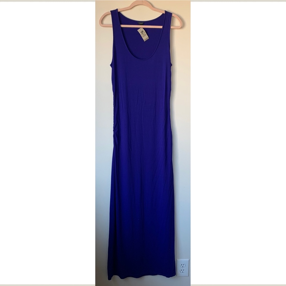 Ann Taylor NWT Royal Blue Maxi Dress Sleeveless Body Con Ruched Sides Size Med